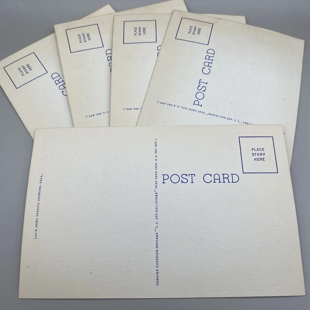 Lot of 5 - 1948 Ardmore OK Greetings Large Letter Teich Linen Postcards Lacik